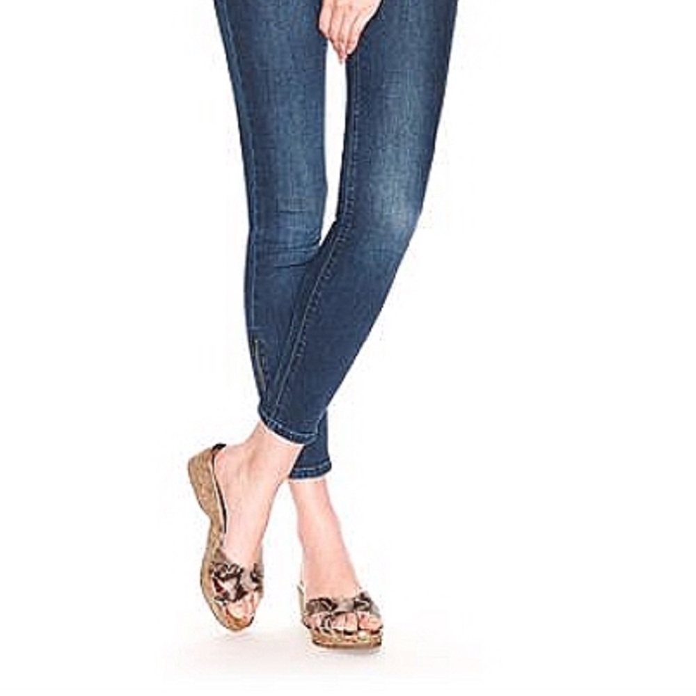 Jimmy Choo Panna Metallic Snakeskin Cork Wedge